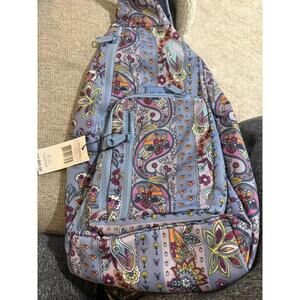Vera Bradley ReActive Sling backpack. Provence Paisley Stripes